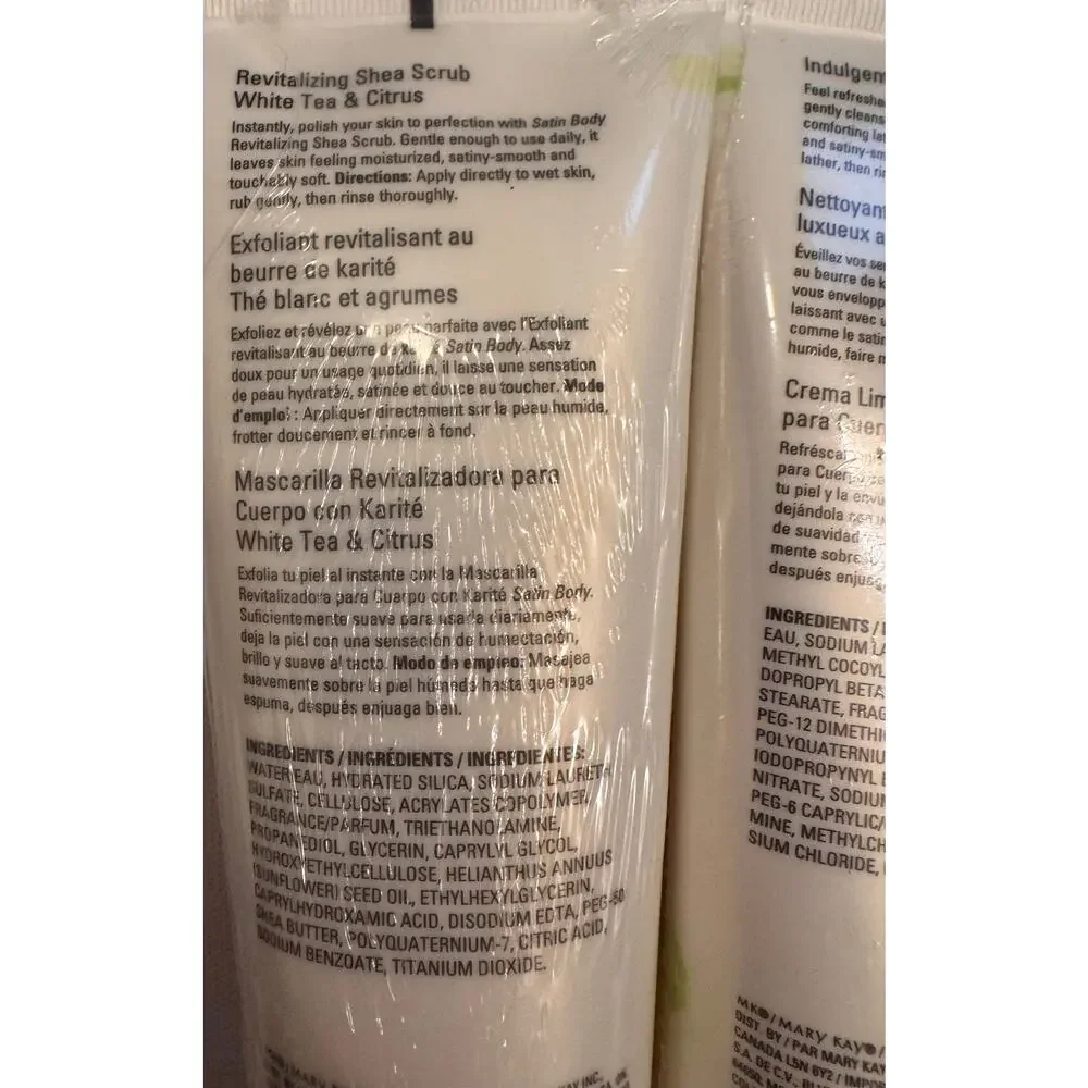 Lot of 3 New SealedMary Kay Satin Body Scrub/Wash/Lotion White Tea&Citrus6.5floz